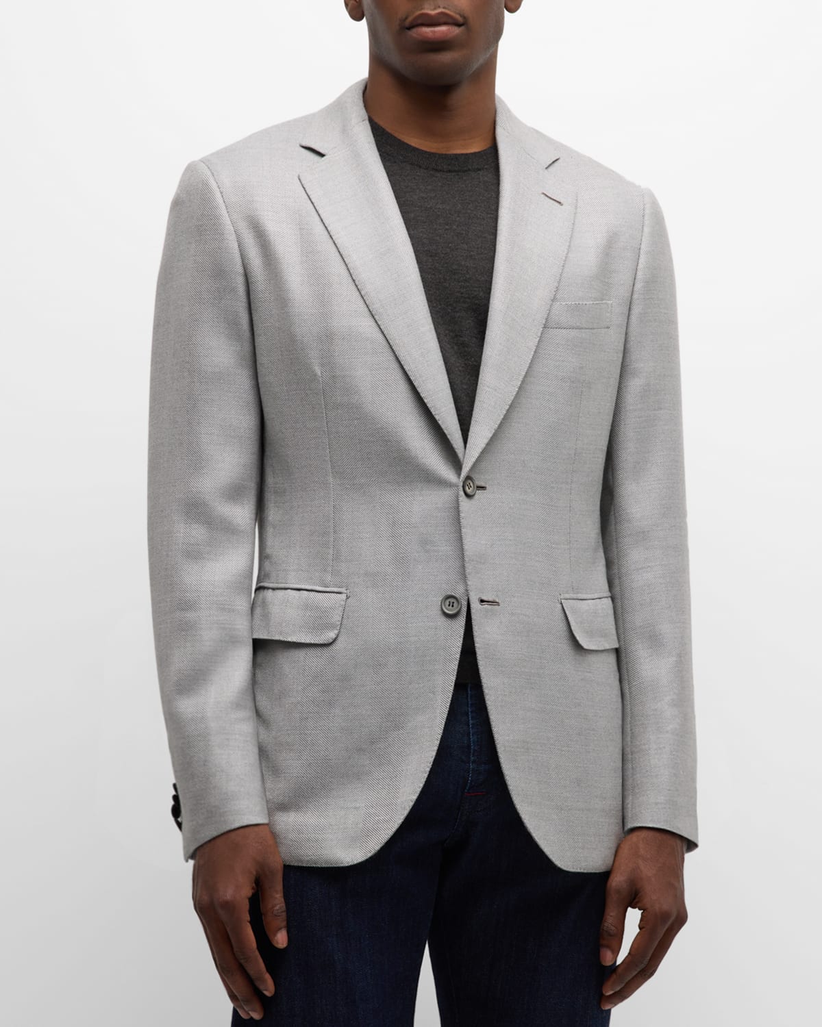 Men's Chevron Wool-Blend Sport Jacket