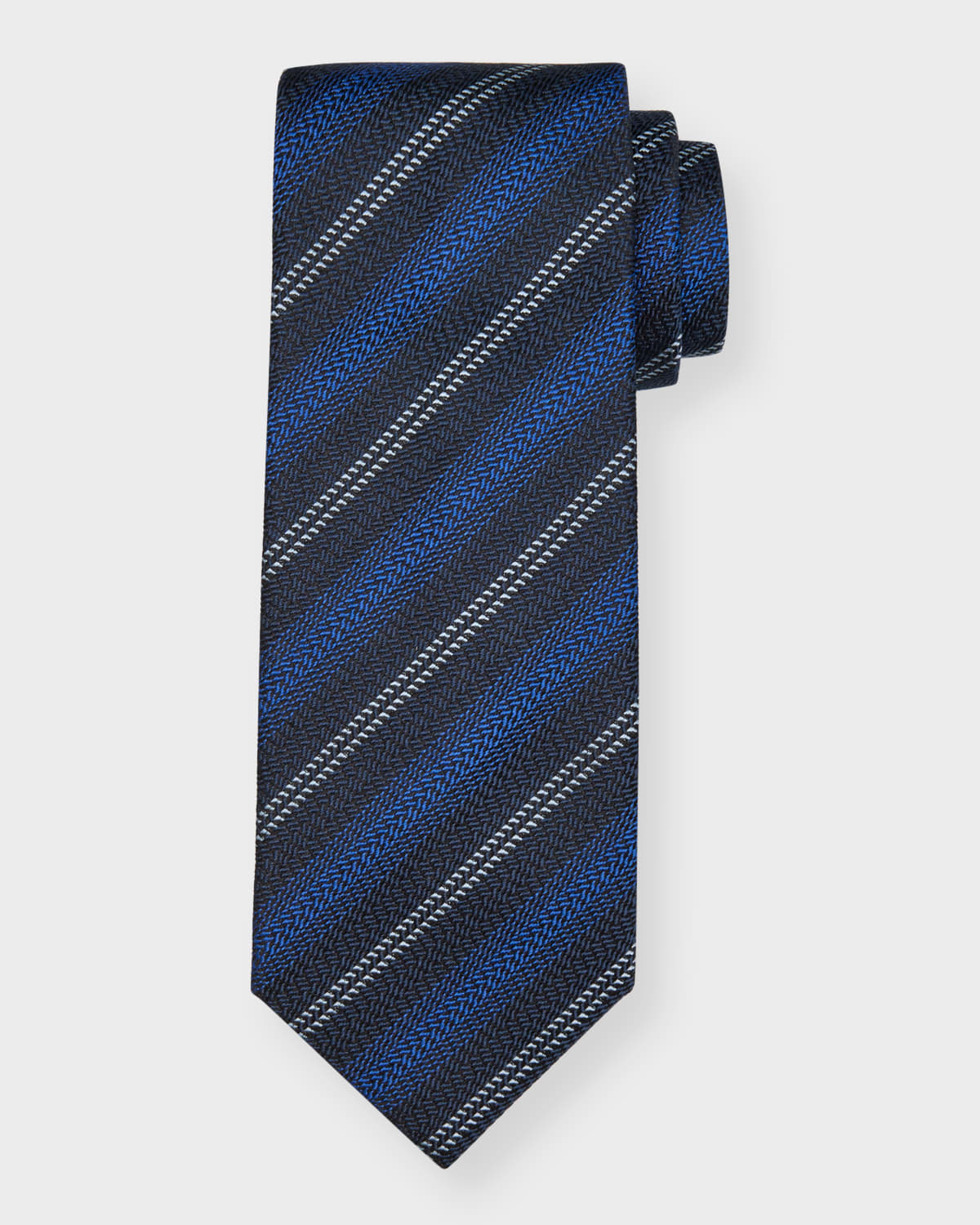 Shop Brioni Men's Textured Stripe Silk Tie In Rose