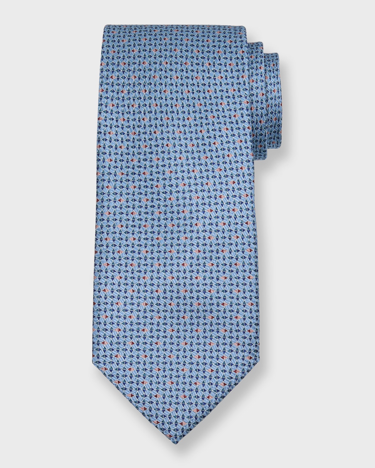 Shop Brioni Men's Micro-circles Silk Tie In Lt Blue