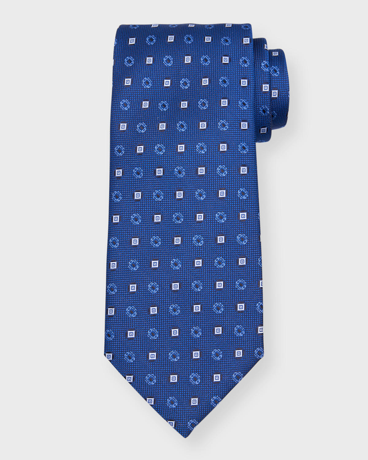 Brioni Men's Woven Boxes And Squares Silk Tie In Blueroyal