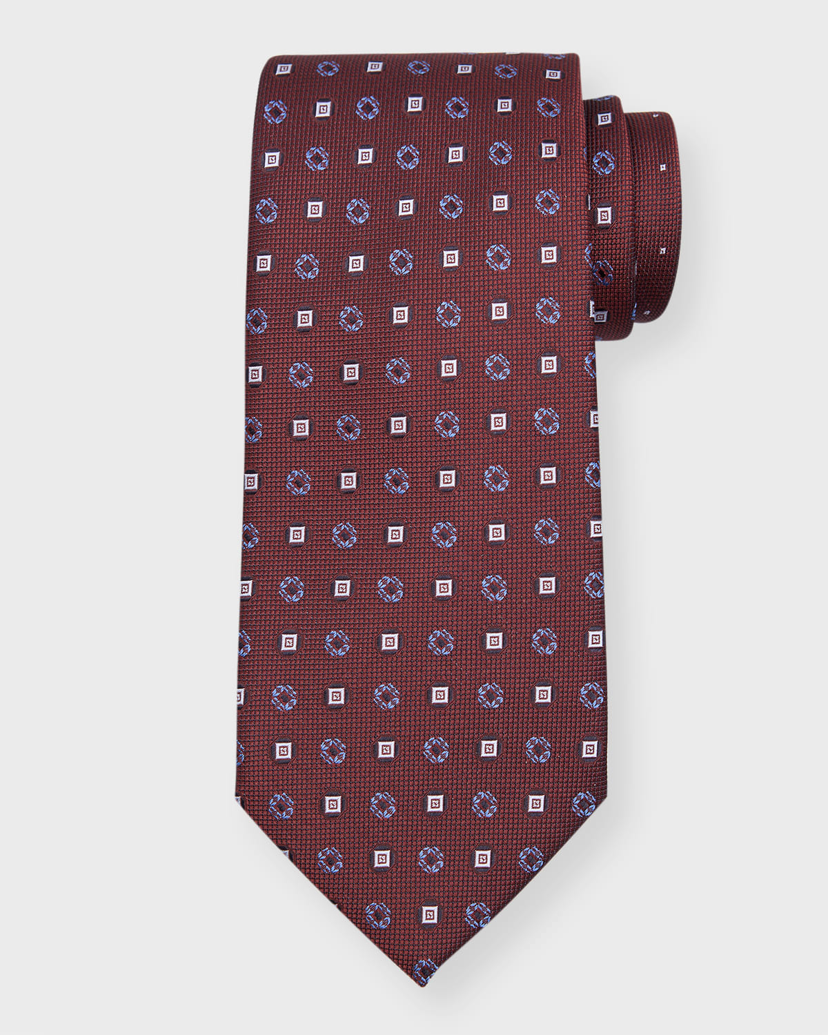 Shop Brioni Men's Woven Boxes And Squares Silk Tie In Redblue