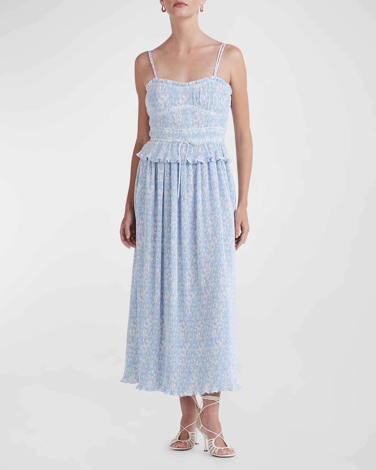 Derek Lam 10 Crosby Brisha Pleated Cami Maxi Dress In Blueivory