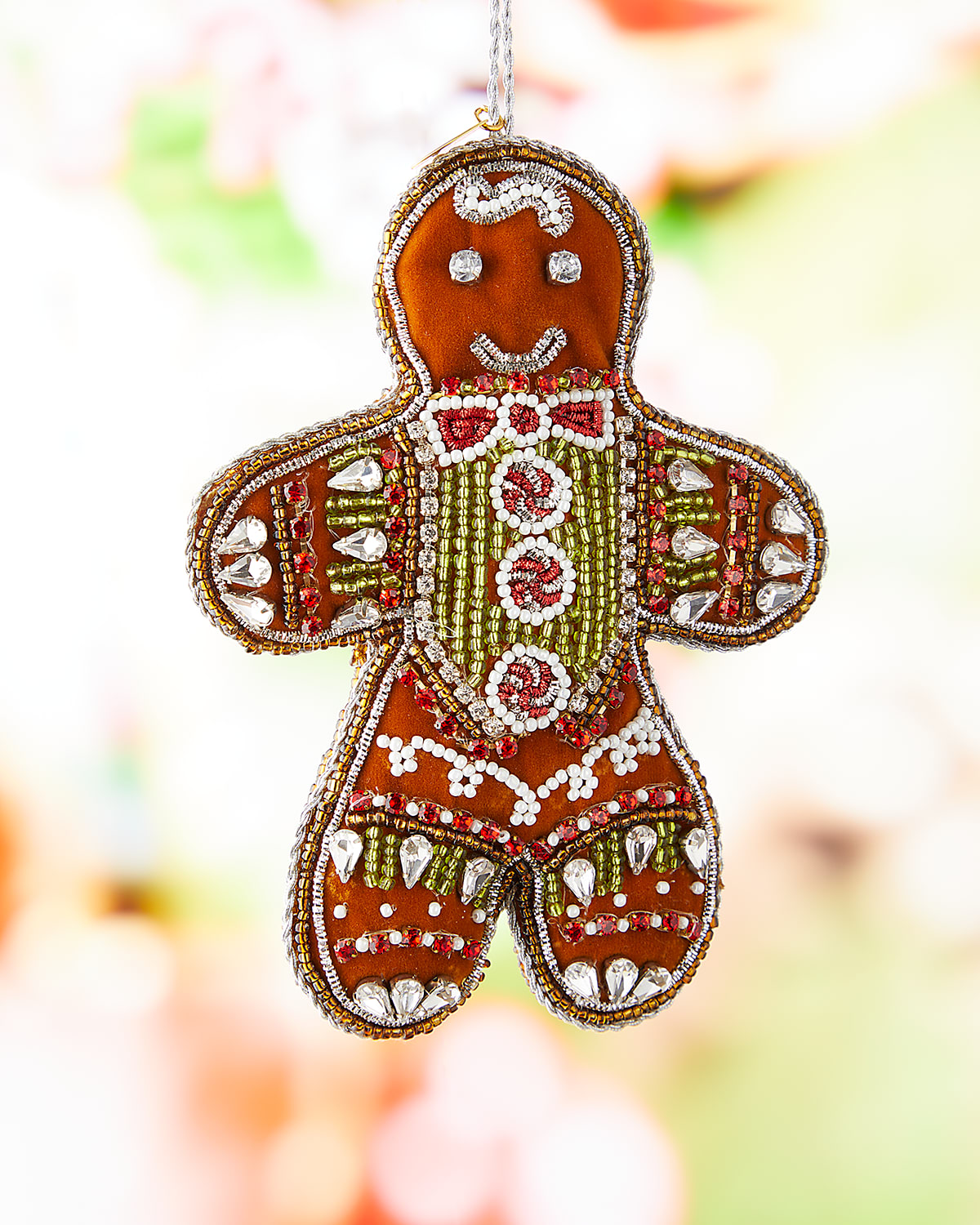 Sweet Savannah Velvet Gingerbread Man Christmas Ornament