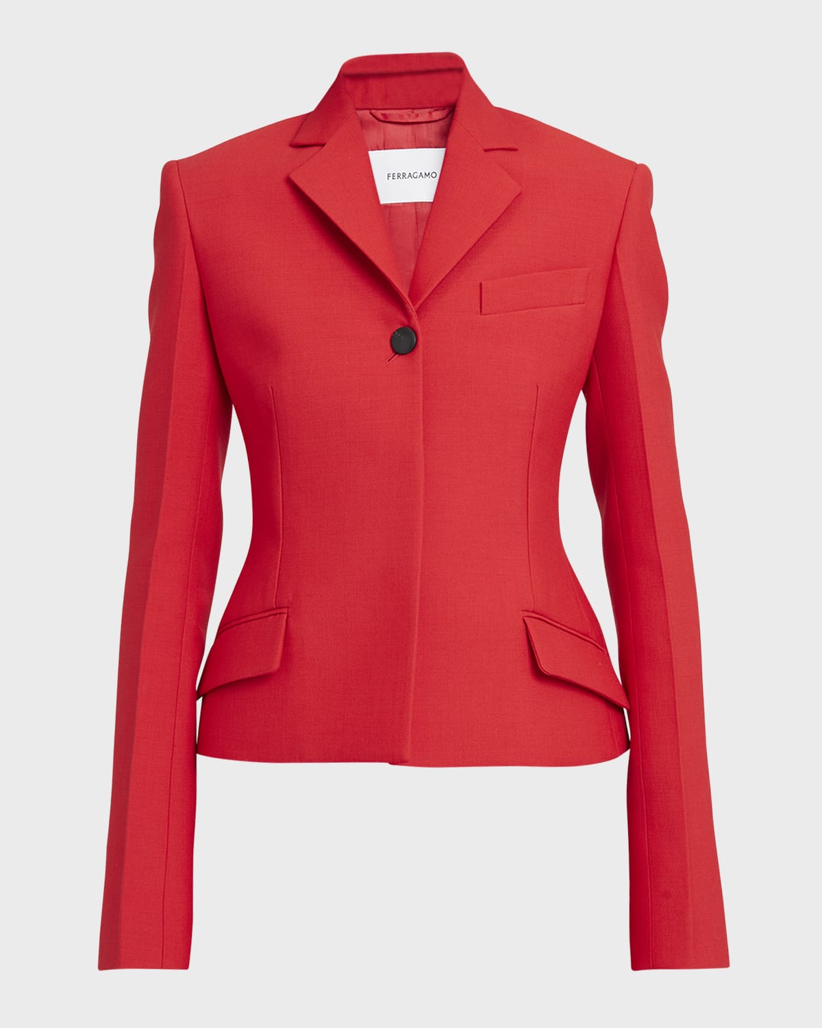 Ferragamo Wool Double Natte One-button Blazer Jacket In Red