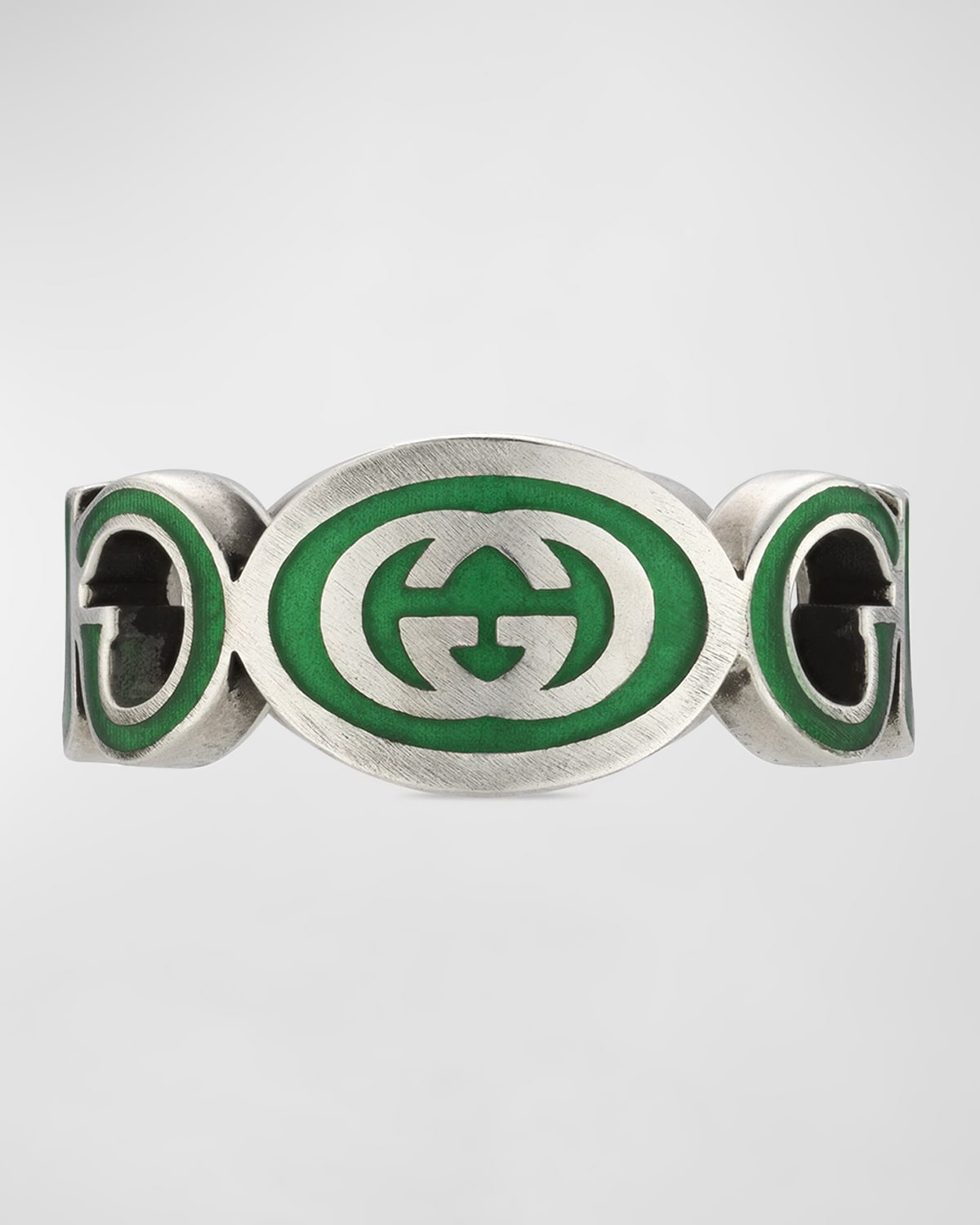 GUCCI MEN'S INTERLOCKING G ENAMEL BAND RING