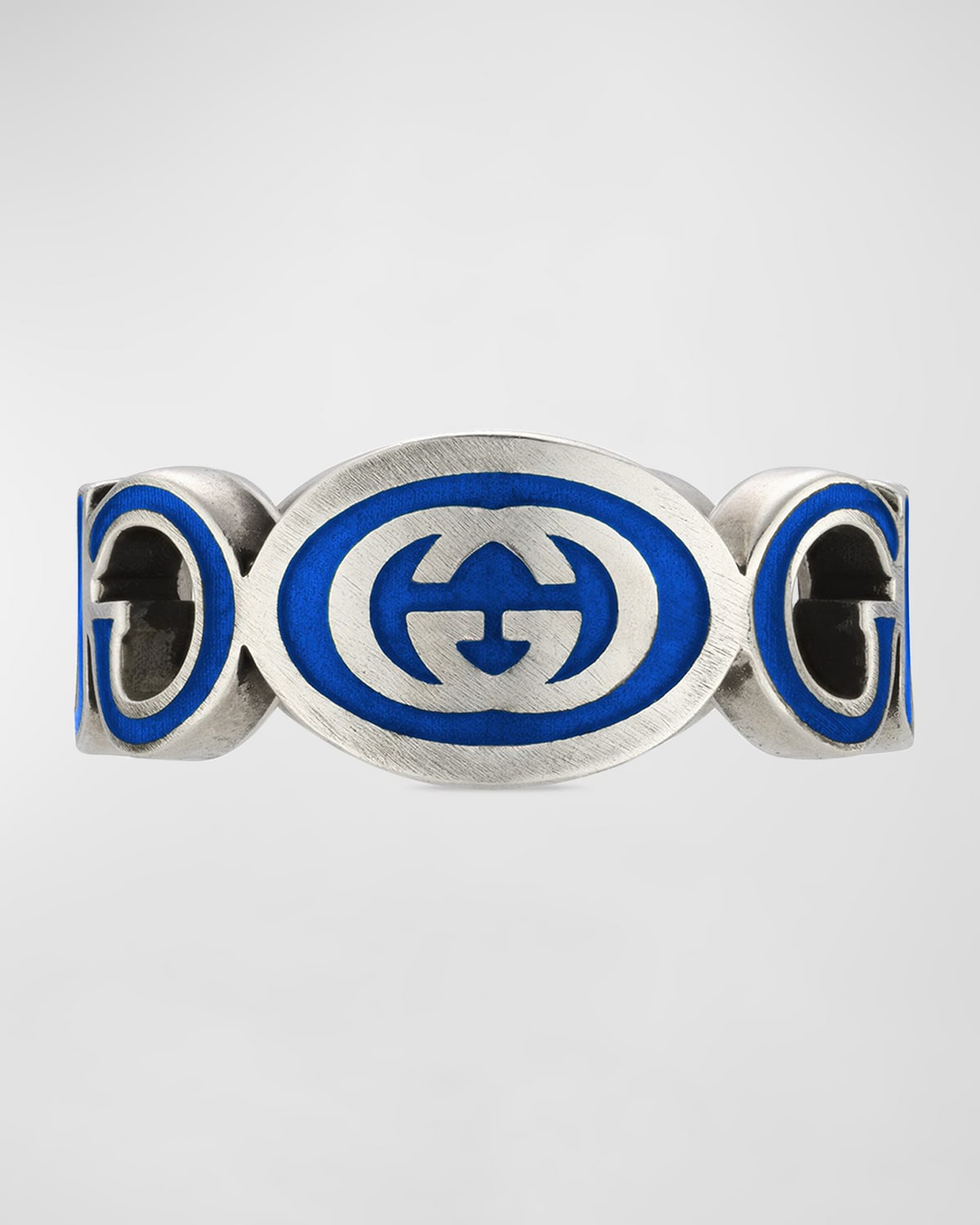 Gucci Interlocking G Enamel Ring In Silver