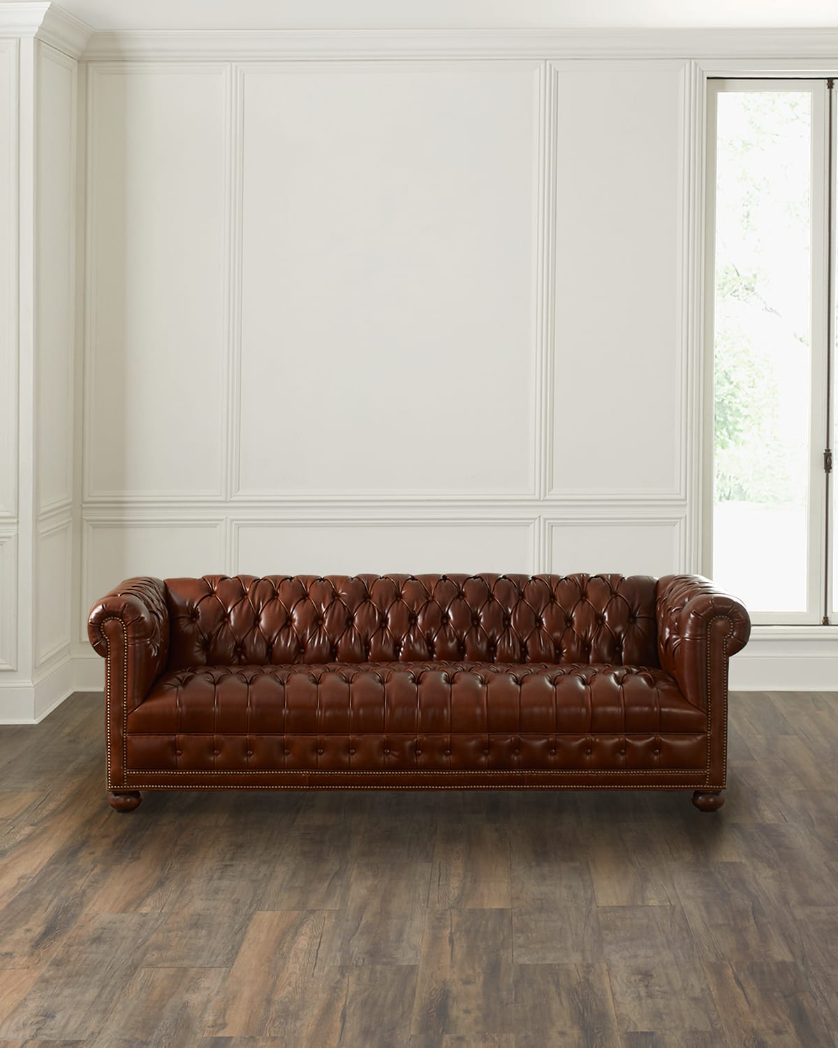 Old Hickory Tannery Malco Leather Chesterfield Sofa, 93"