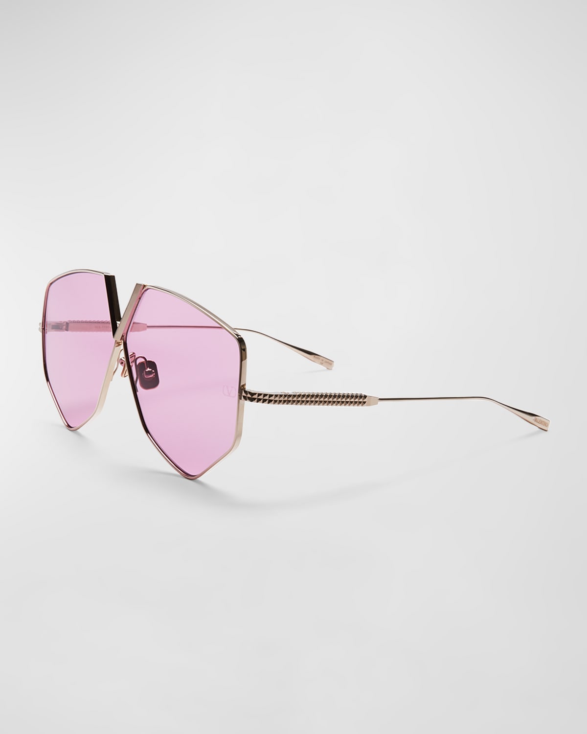 Shop Valentino V-hexagon Metal Alloy Aviator Sunglasses In Gld