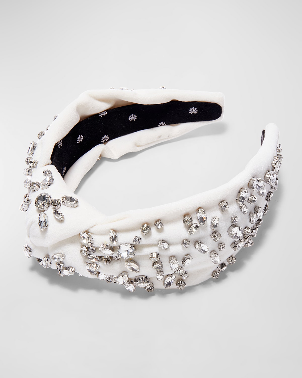 Lele Sadoughi Embellished Velvet Knot Headband In Diamond