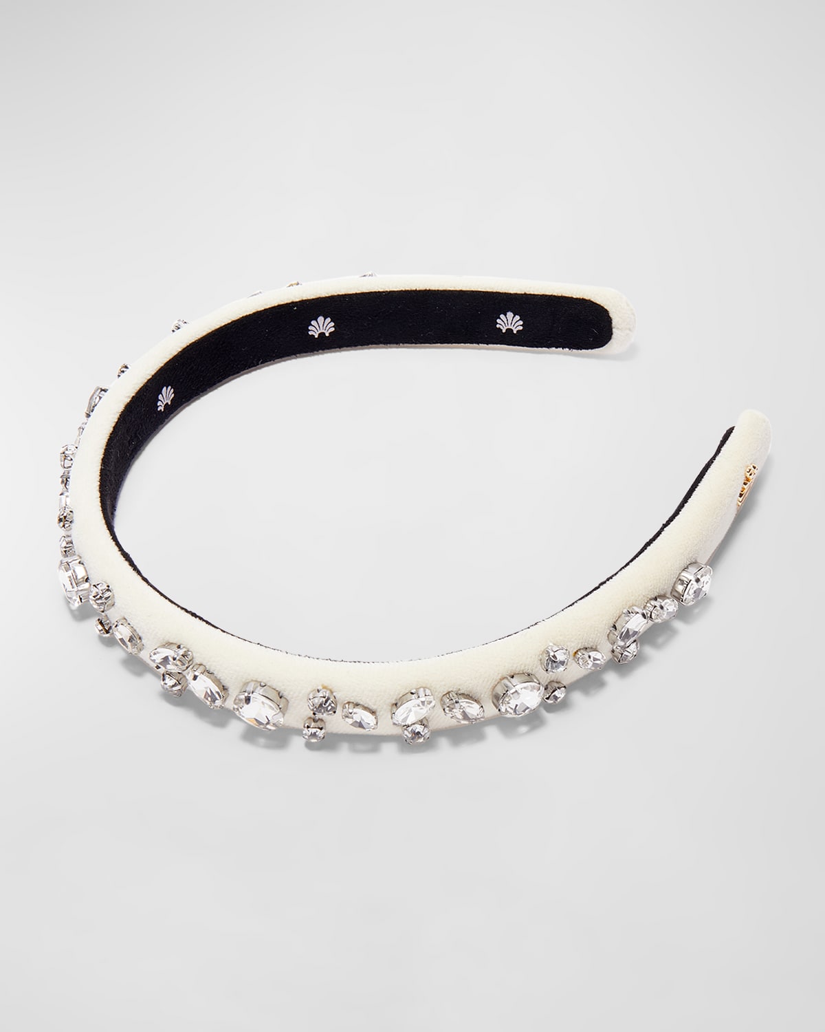 Shop Lele Sadoughi Gigi Embellished Velvet Headband In Diamond