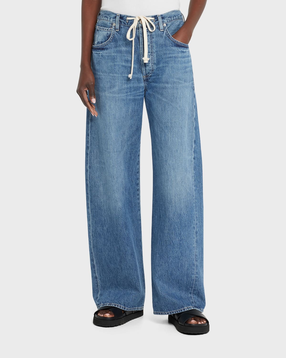 Shop Citizens Of Humanity Brynn Drawstring Wide-leg Trouser Jeans In Atlantis