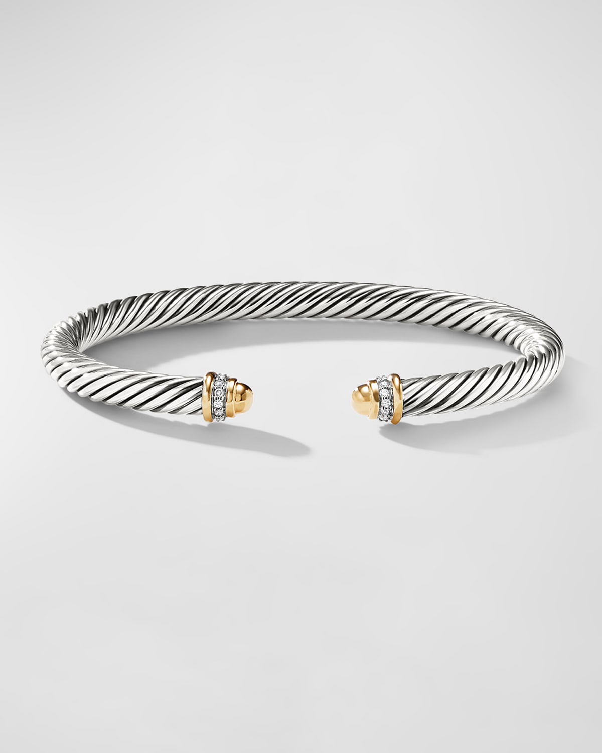 David Yurman Cable Bracelet With Diamonds And 18k Gold In Silver, 5mm In Yellow/white