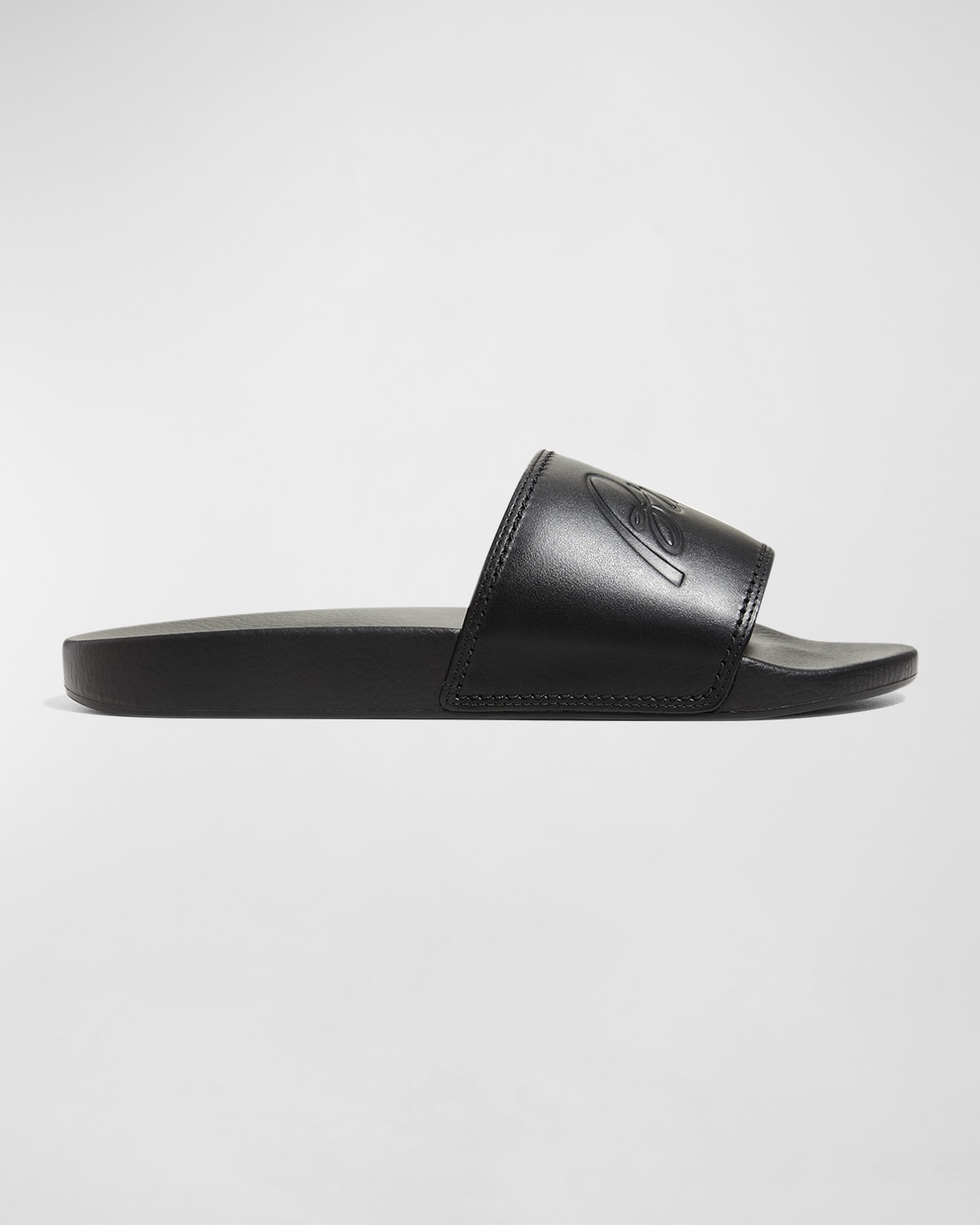 Shop Brioni Men's Leather And Rubber Slide Sandals In Midnight Blue