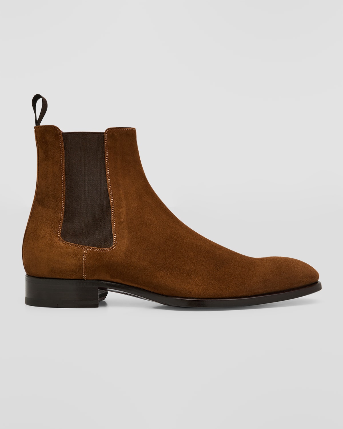 Shop Brioni Men's Suede Chelsea Boots In Brown