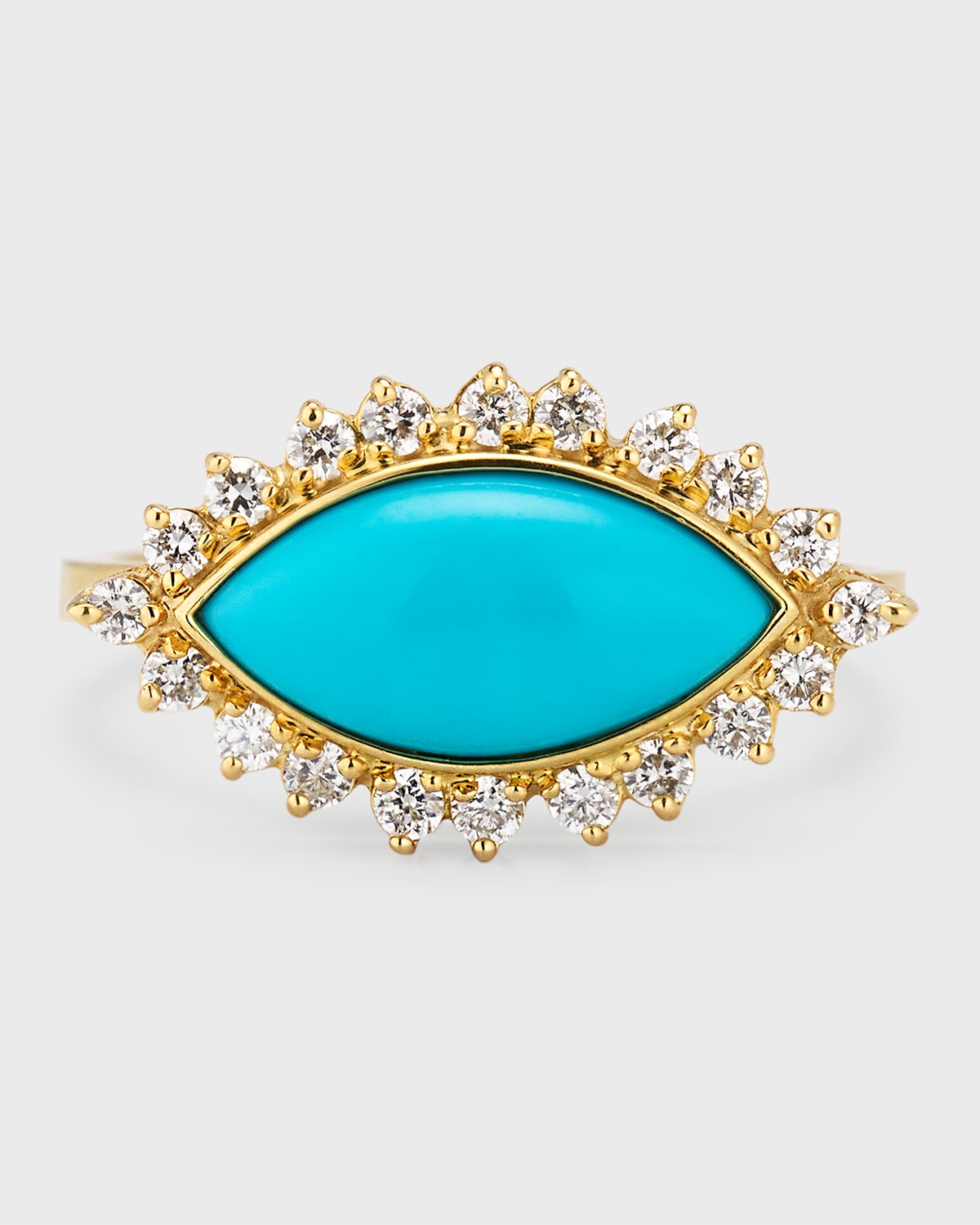 Jennifer Meyer 18k Turquoise Marquise Ring With Diamonds In Blue