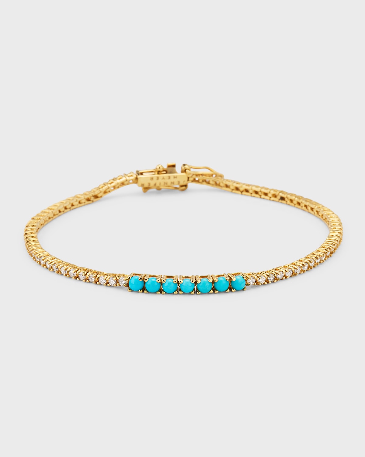 Jennifer Meyer 18k Yellow Gold Small Turquoise And Diamond Tennis Bracelet