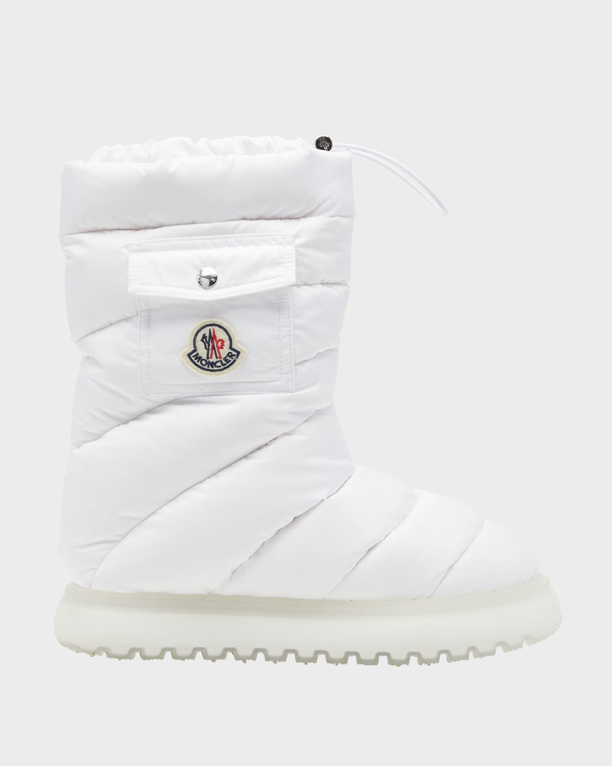 Moncler Gaia Quilted Nylon Pocket Snow Boots In White