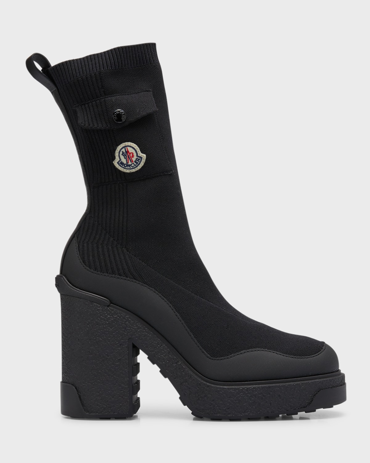 Shop Moncler Splora Pocket Knit Ankle Boots In Black