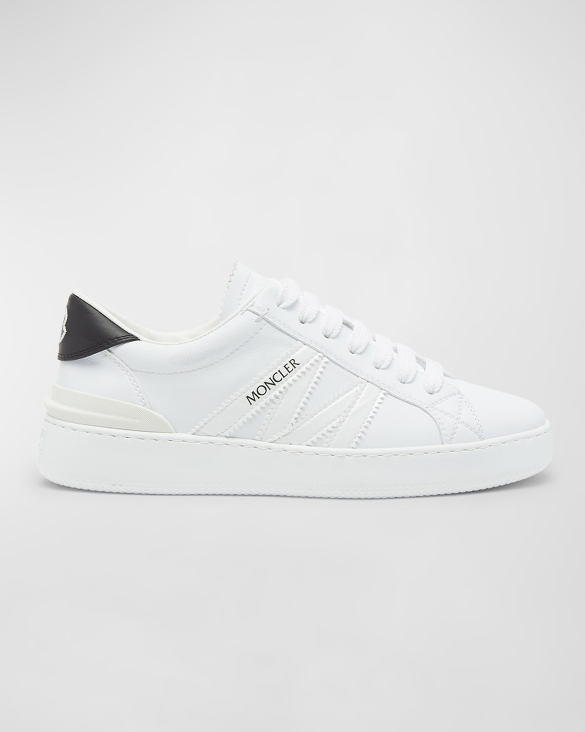 Shop Moncler Monaco M Leather Low-top Sneakers In White