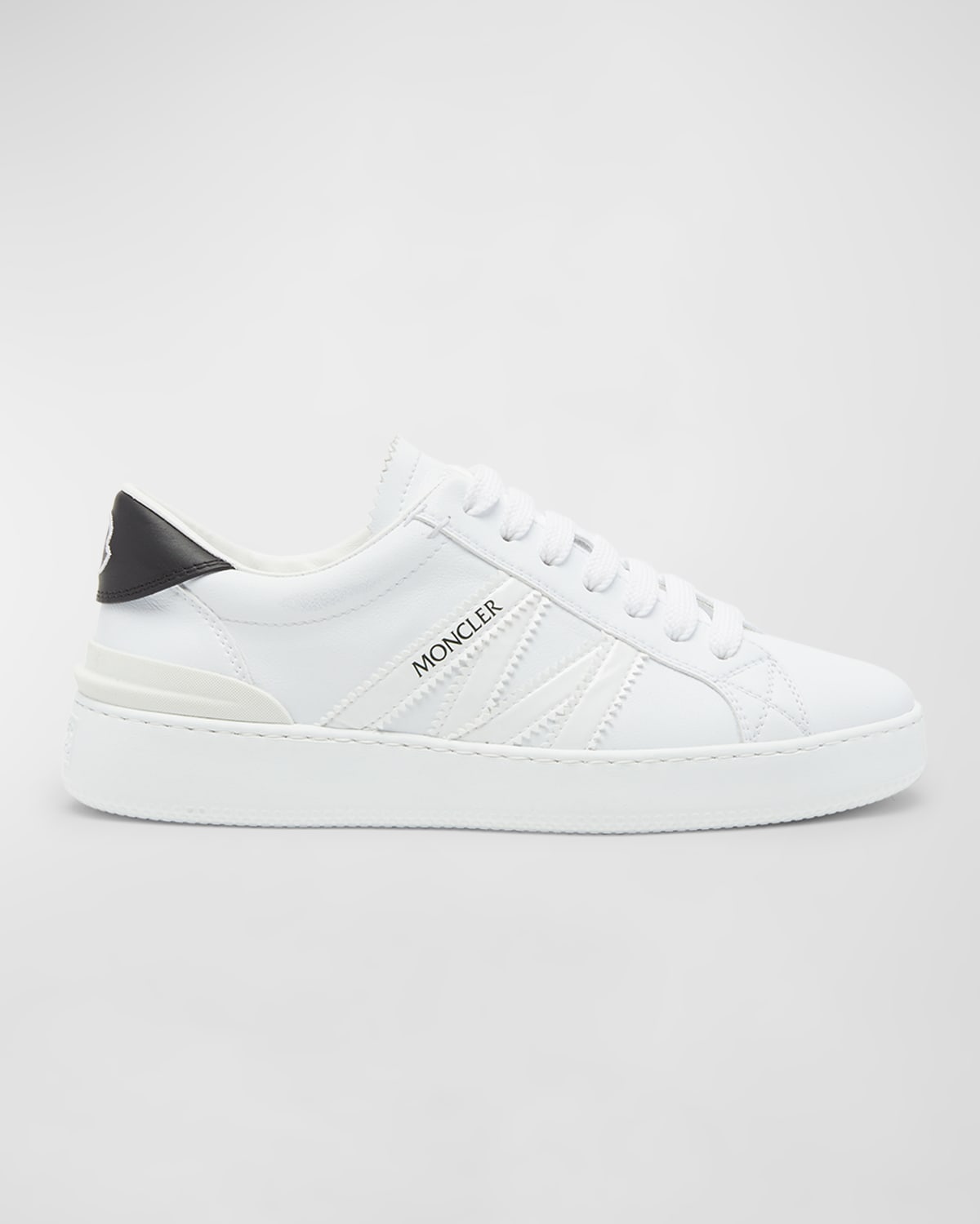 Moncler Monaco M Leather Low-top Sneakers In White