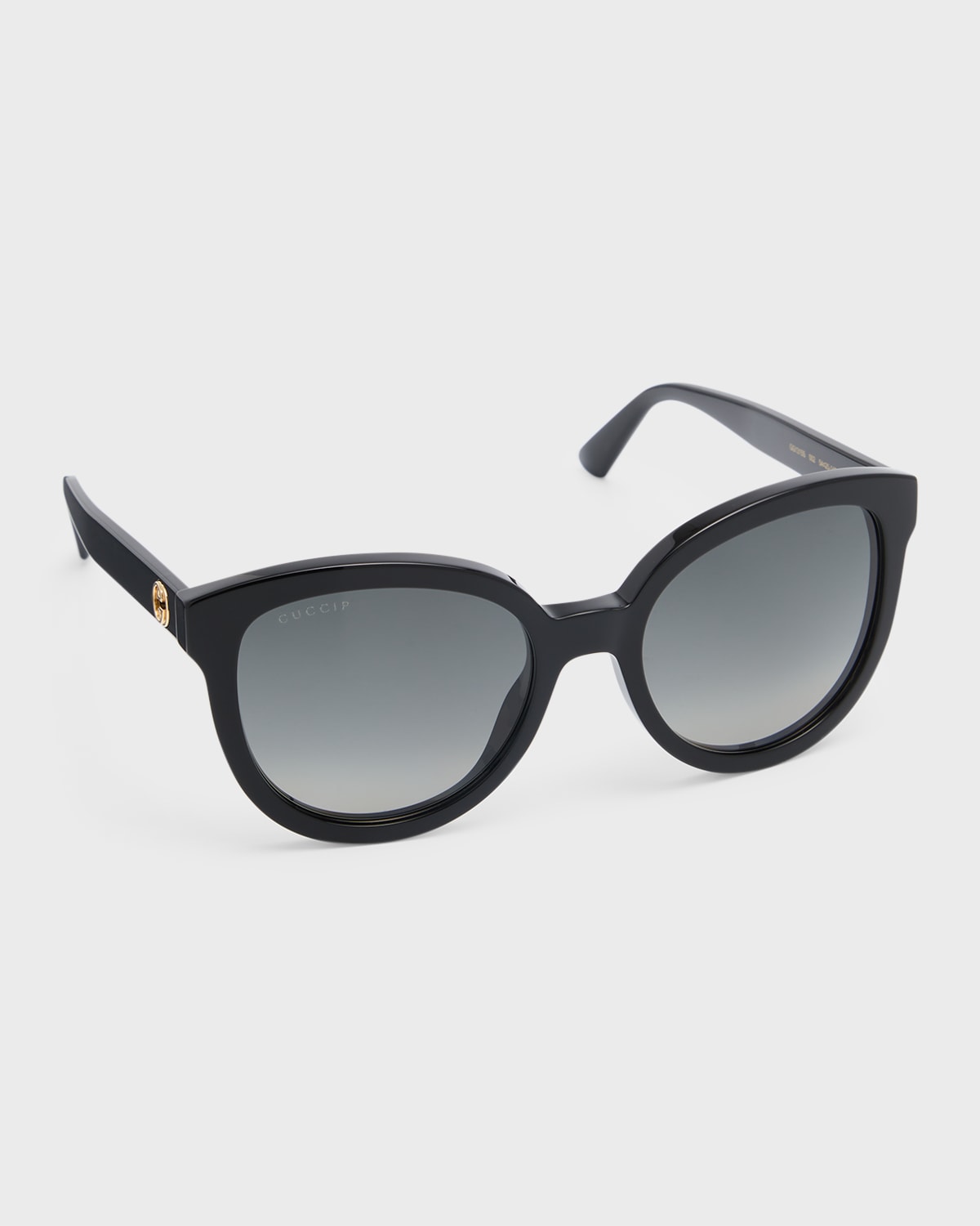 Gucci Gg1315s Polarized Round Acetate Sunglasses In 002 Shiny Black