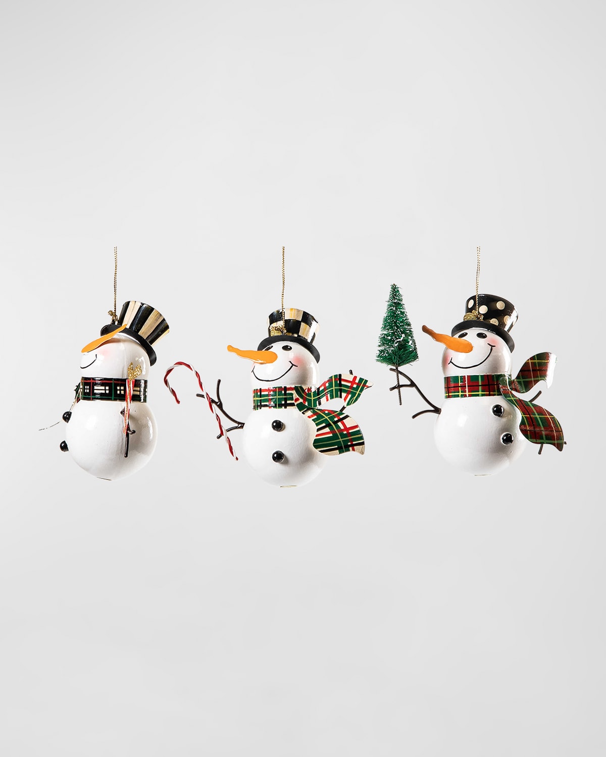 Tartastic Snowman Christmas Ornaments, Set of 3