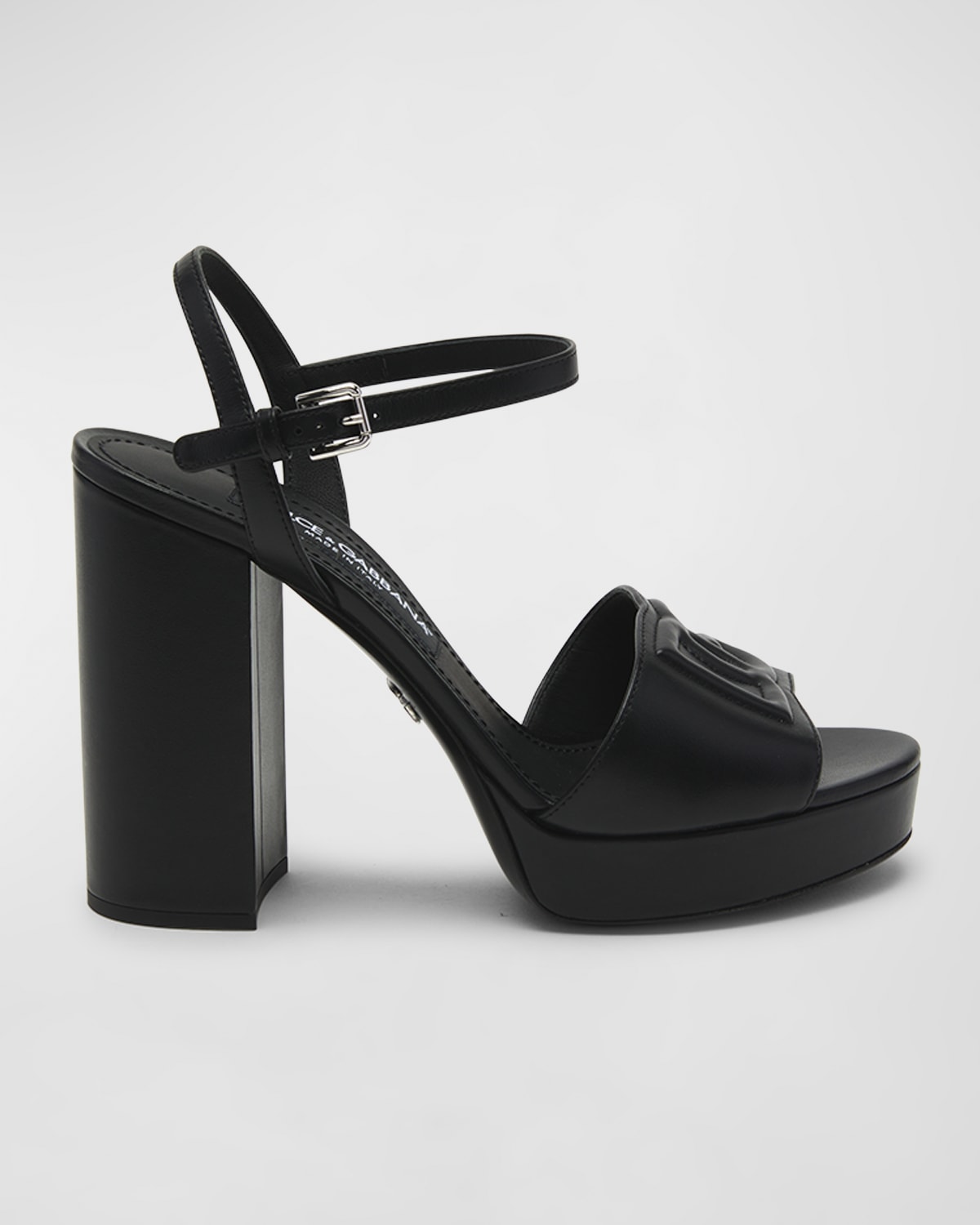 Dolce & Gabbana Ankle Strap Block Heel Sandals In 80999 Nero