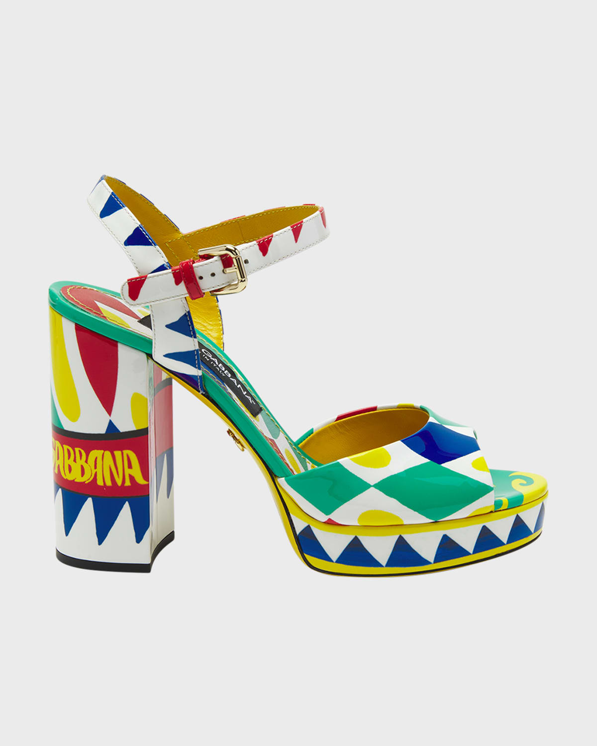 Dolce & Gabbana Carretto Leather Ankle-strap Platform Sandals In Hh4kx Carretto