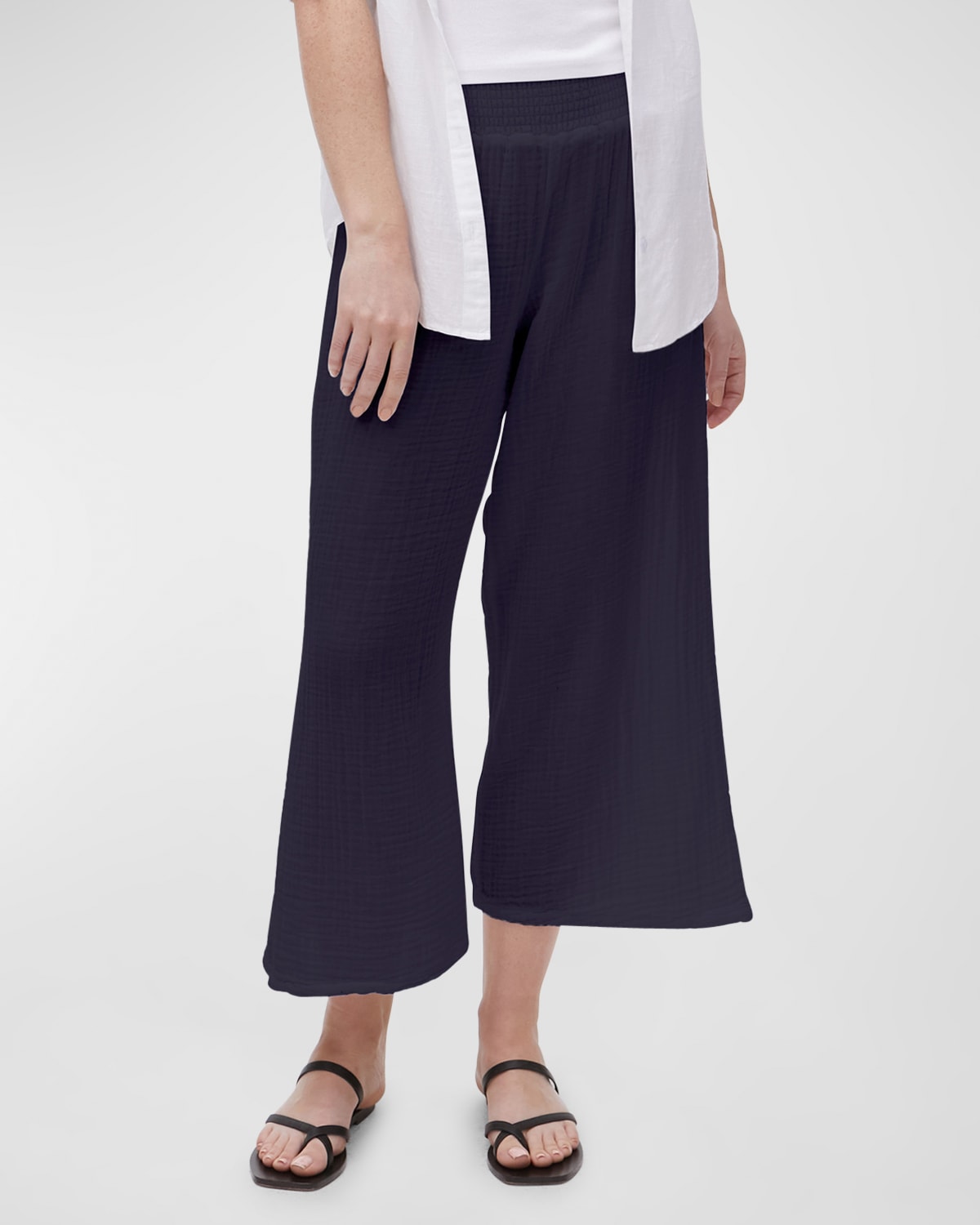 Michael Stars Medina Smocked Waist Wide Leg Pants In Admiral