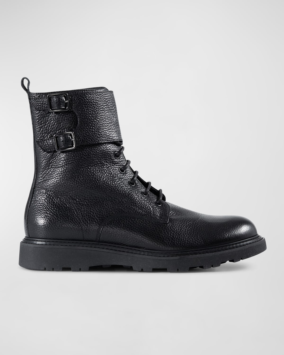 Paul Stuart Men's Barton Zip Leather Combat Boots In Black