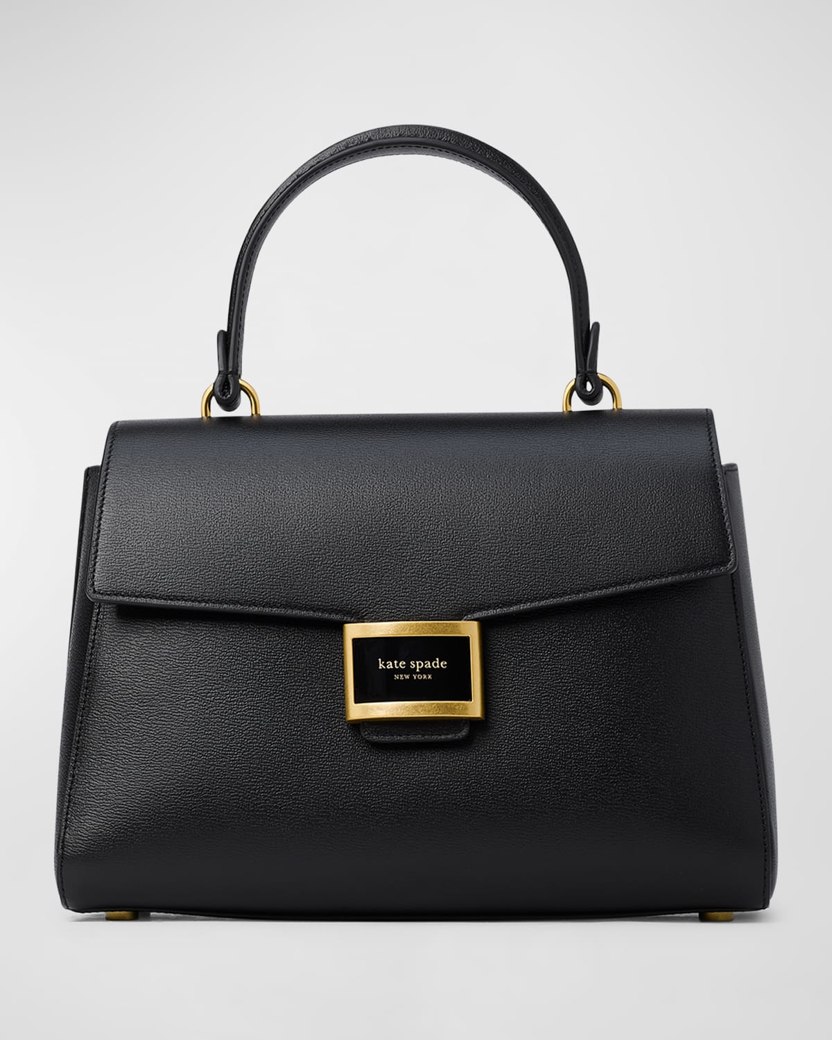 Kate Spade Katy Medium Textured Leather Top-handle Bag In Black