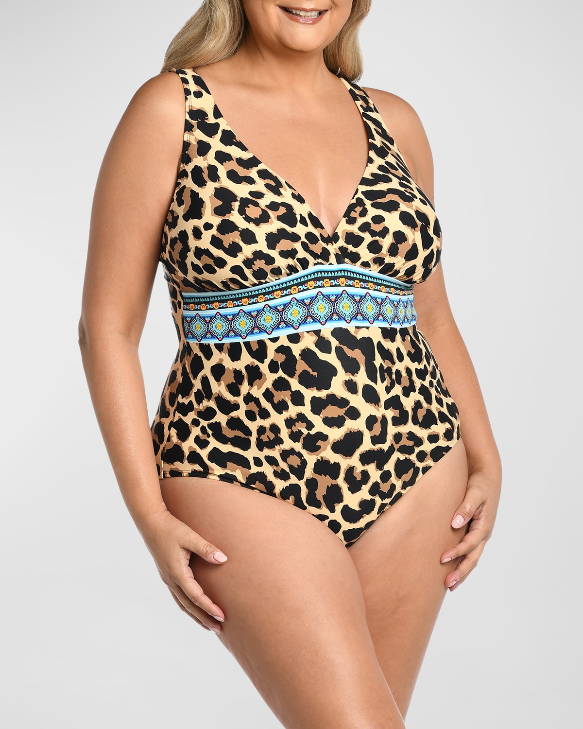 La Blanca Plus Size Running Cross-back One-piece Swimsuit In Animal