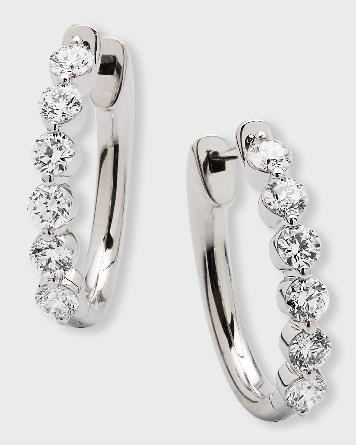 Neiman Marcus Diamonds 18k White Gold Diamond Hoop Earrings, 1.5 Ct.