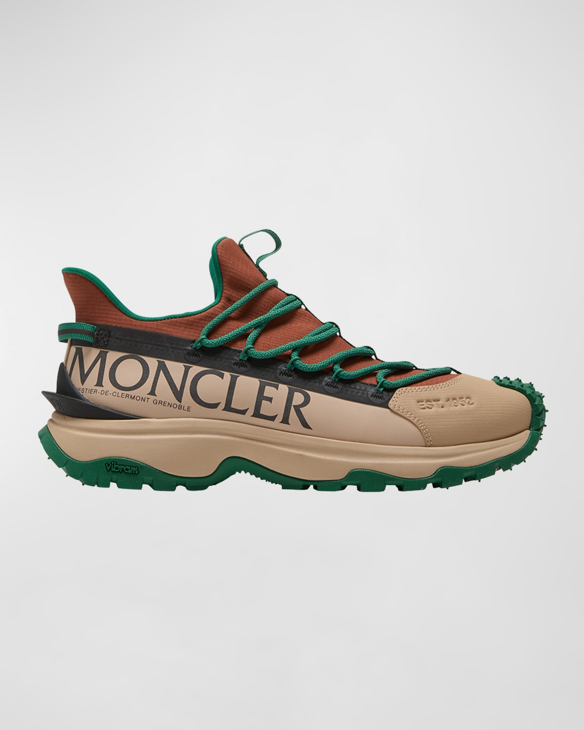 Shop Moncler Men's Trailgrip Lite 2 Low Top Sneakers In Sand/green