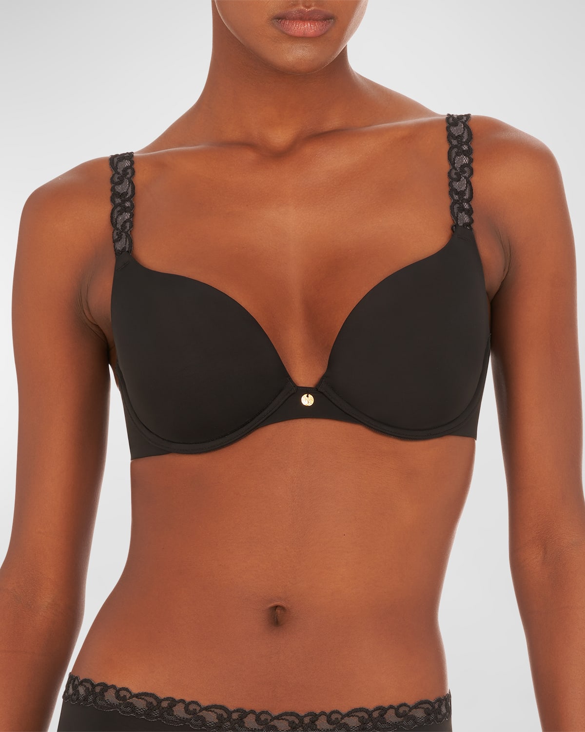 Natori Women's Pure Luxe Custom Coverage Contour Bra, Black Combo