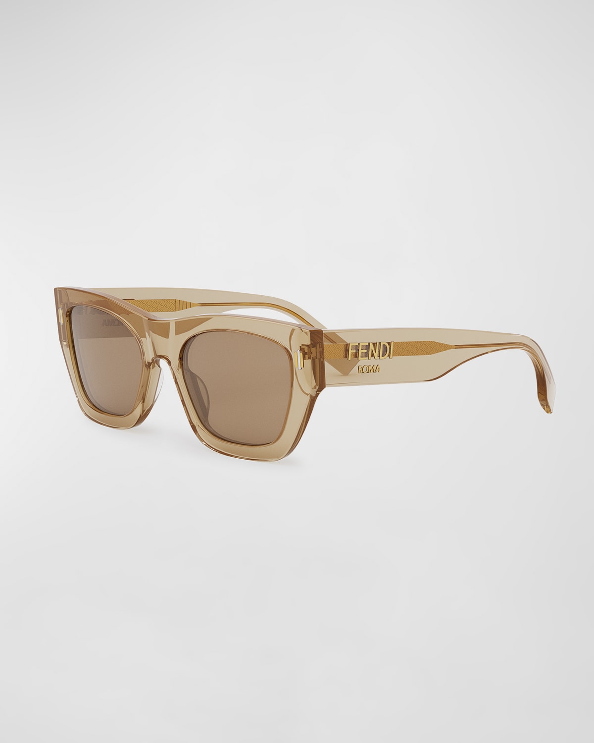 Shop Fendi Roma Acetate Cat-eye Sunglasses In Havana Smoke