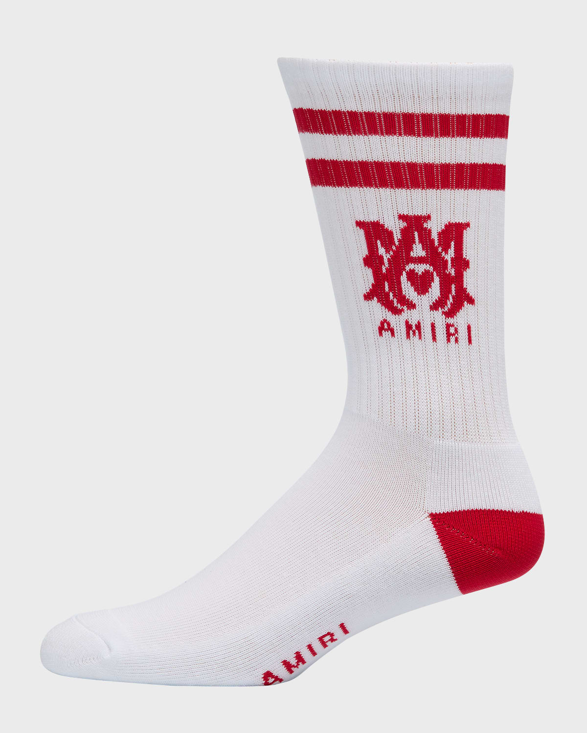 Amiri Logo-intarsia Ribbed Socks In White/aqua