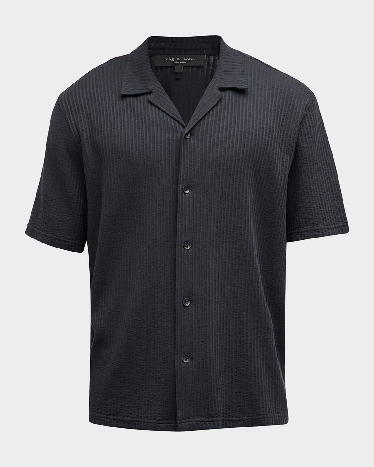 Rag & Bone Men's Avery Seersucker Camp Shirt In Black