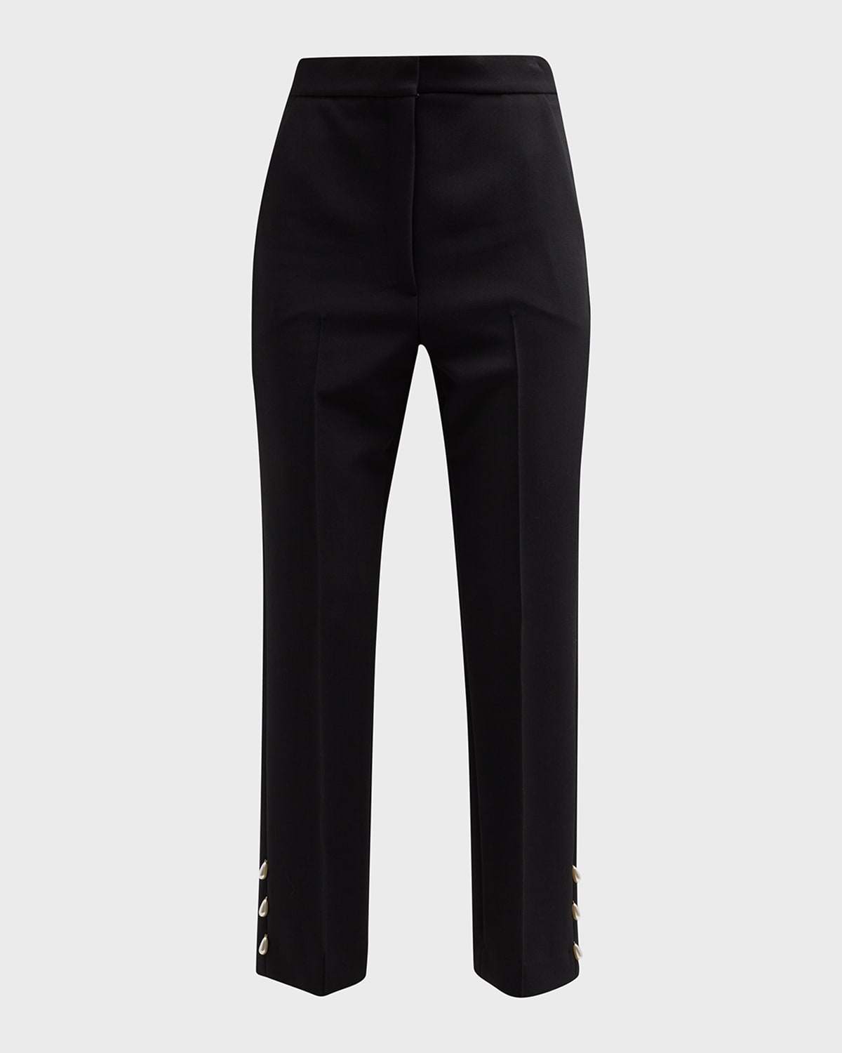 Demi Pearlescent Beaded Straight-Leg Ankle Pants