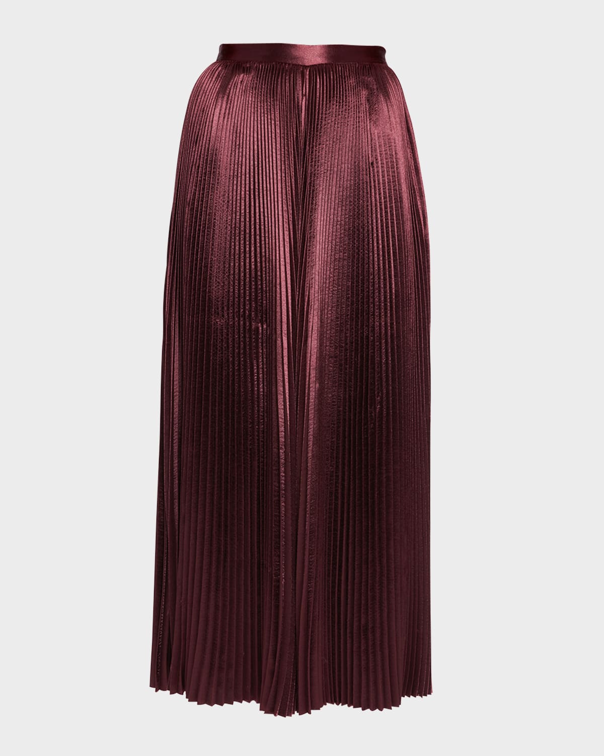 ULLA JOHNSON RAMI SHINY PLEATED FLORAL SATIN MIDI SKIRT