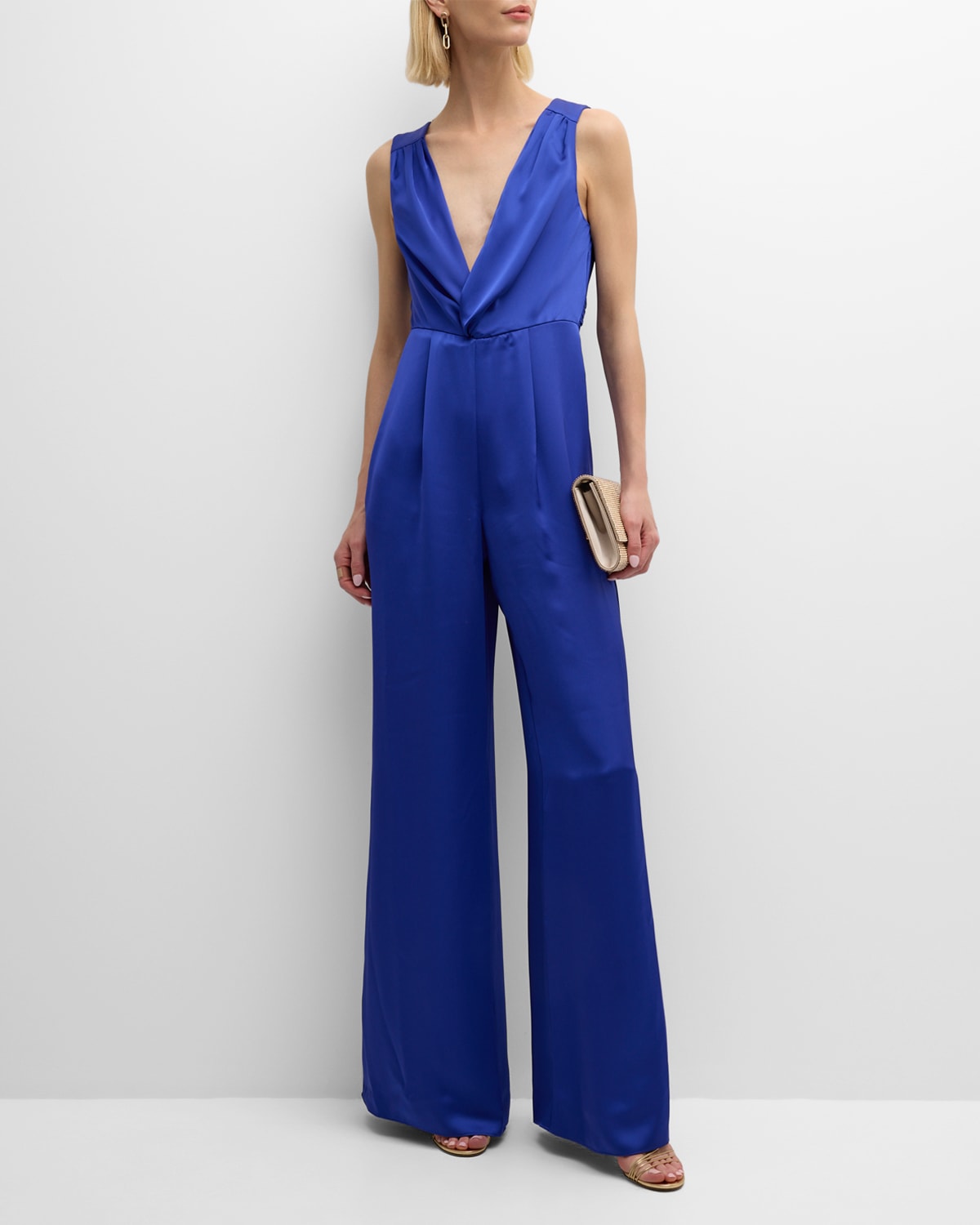 Ramy Brook Bridgid Sleeveless Twist-front Silk Jumpsuit In Cabana Blue