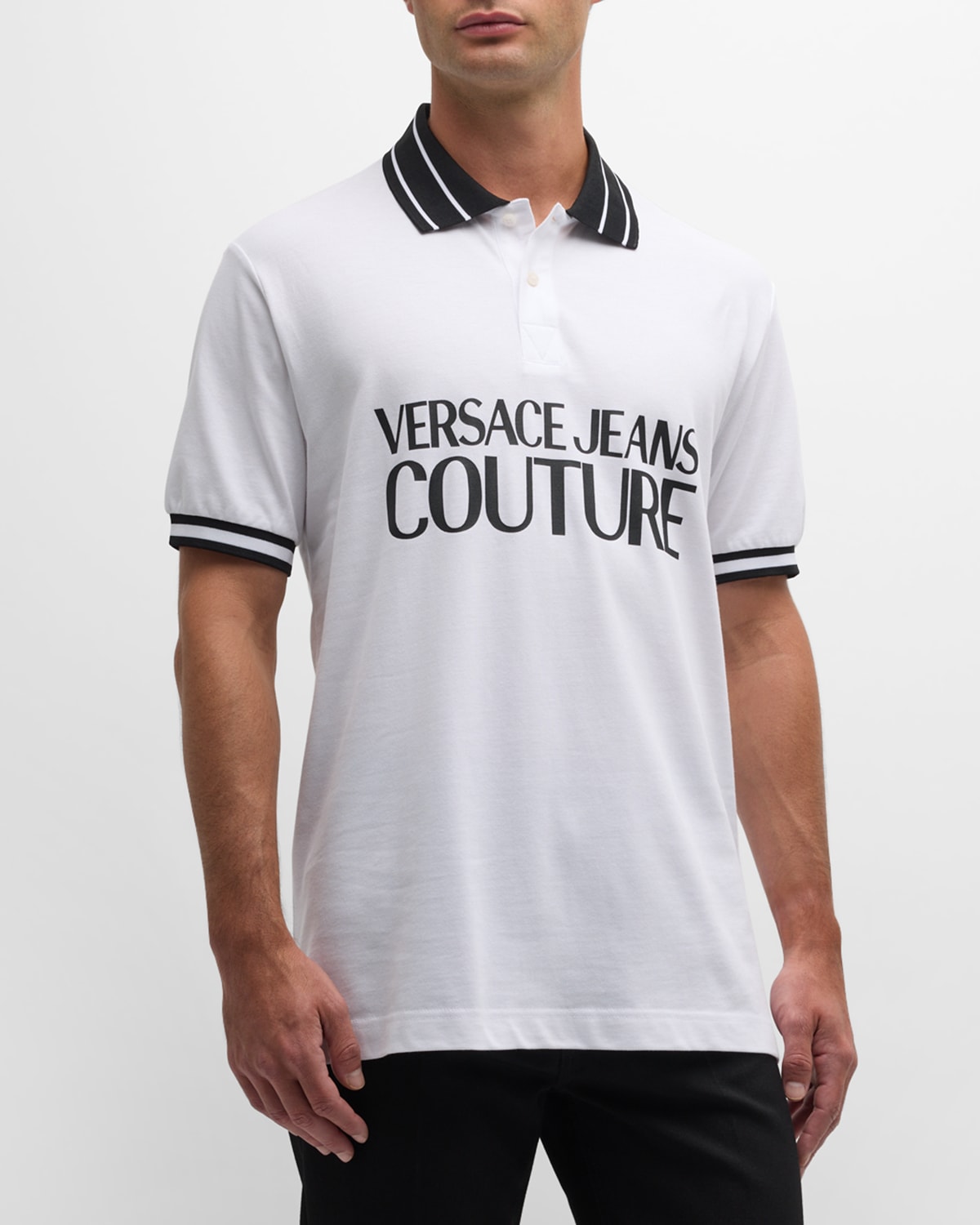 Shop Versace Jeans Couture Men's Institutional Logo Polo Shirt In White