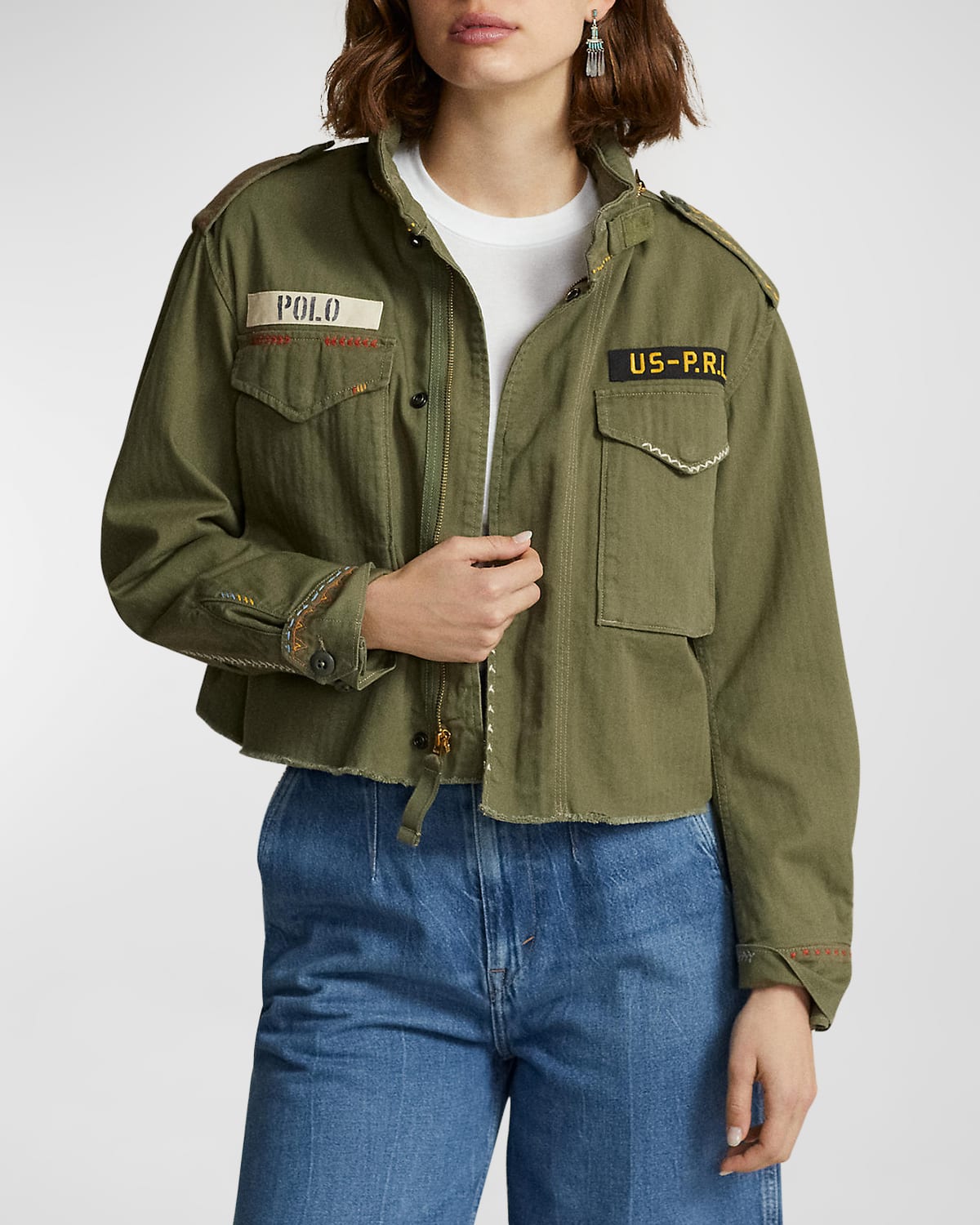 Polo Ralph Lauren Boxy-fit Destroyed-hem Field Jacket In Soldier Olive