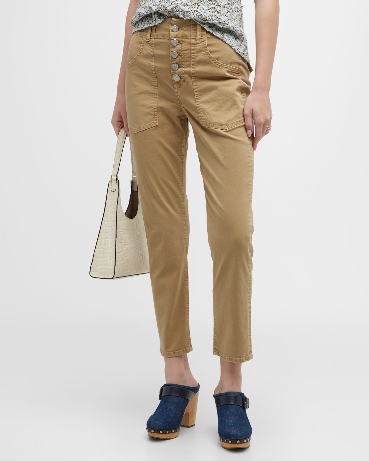 Veronica Beard Jeans Arya Cropped Straight Cargo Jeans In Sand | ModeSens