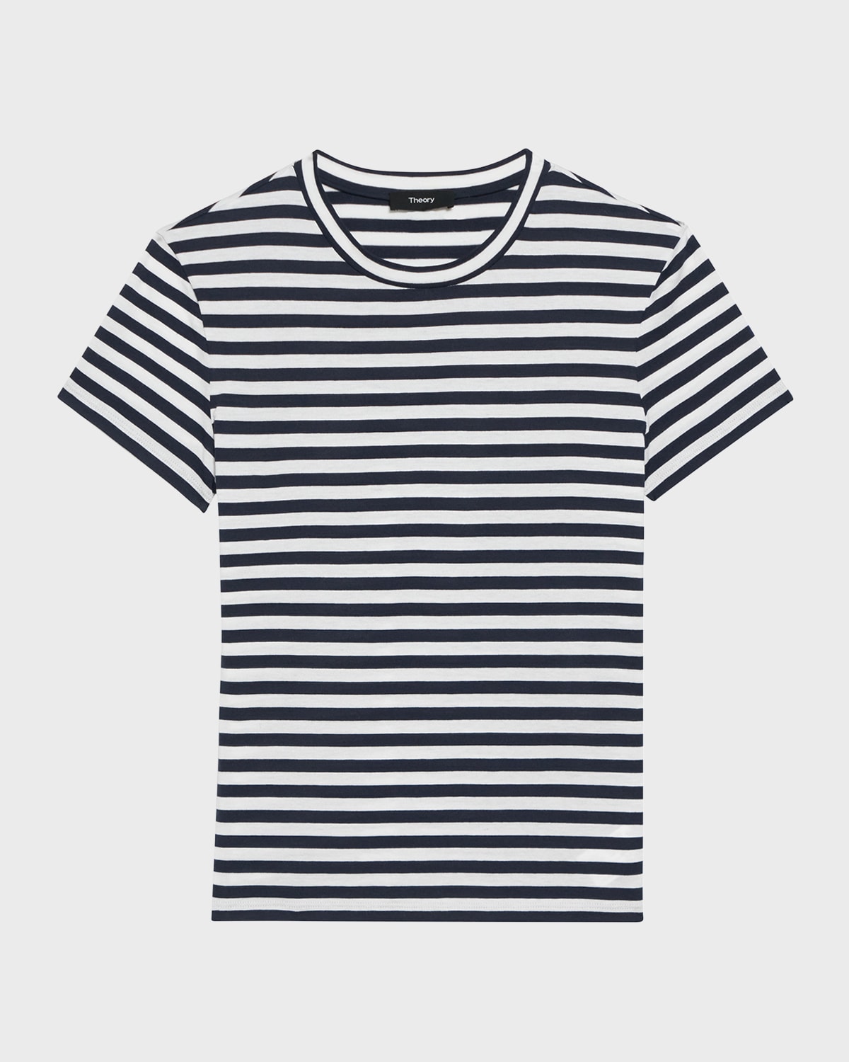 Theory Crewneck Apex Striped Tiny Tee In Navy Multi