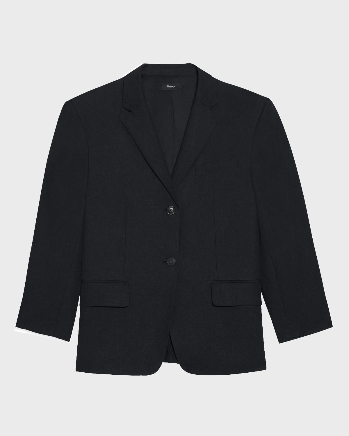 Theory Galena Boxy Oversized Linen Jacket In Blk