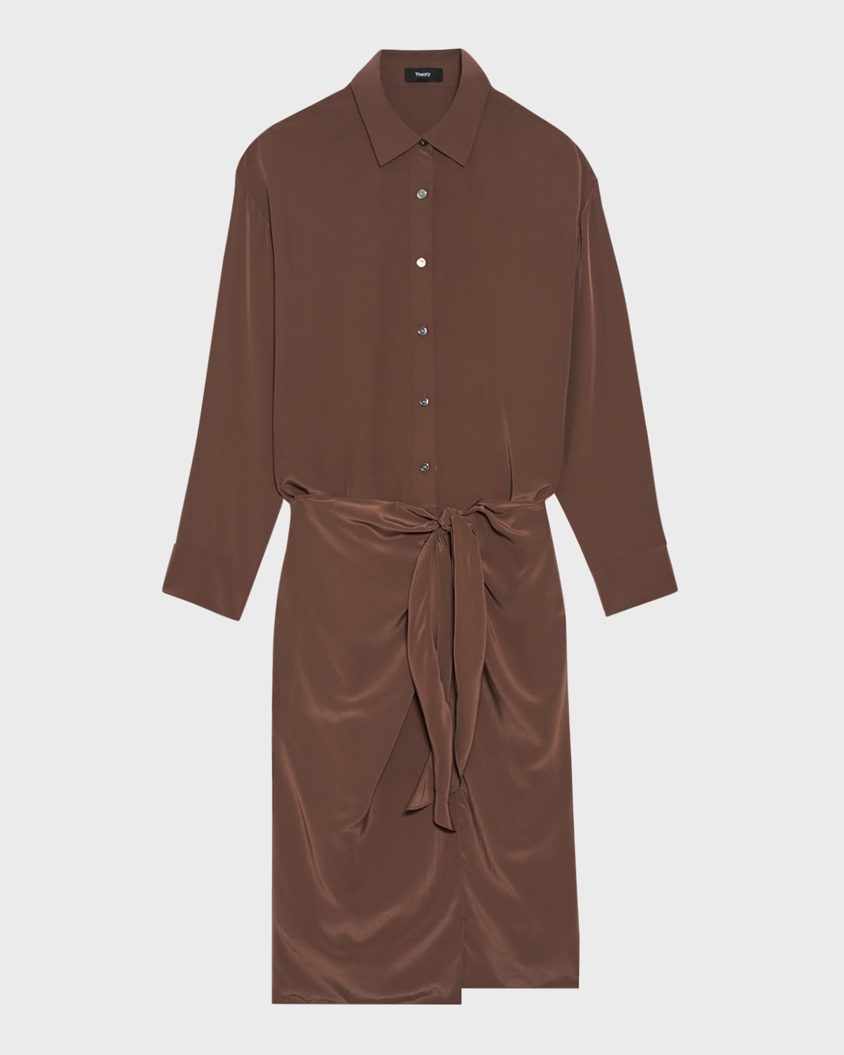 Theory Sarong Wrap-skirt Knee-length Shirtdress In Pcn