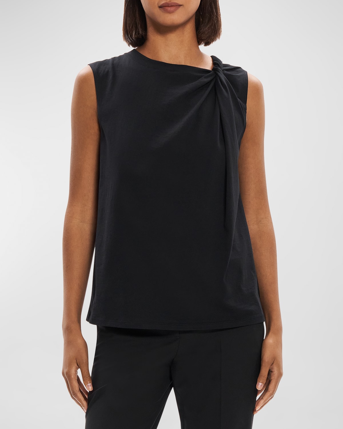 Theory Twisted Apex Pure Tank Top In Black