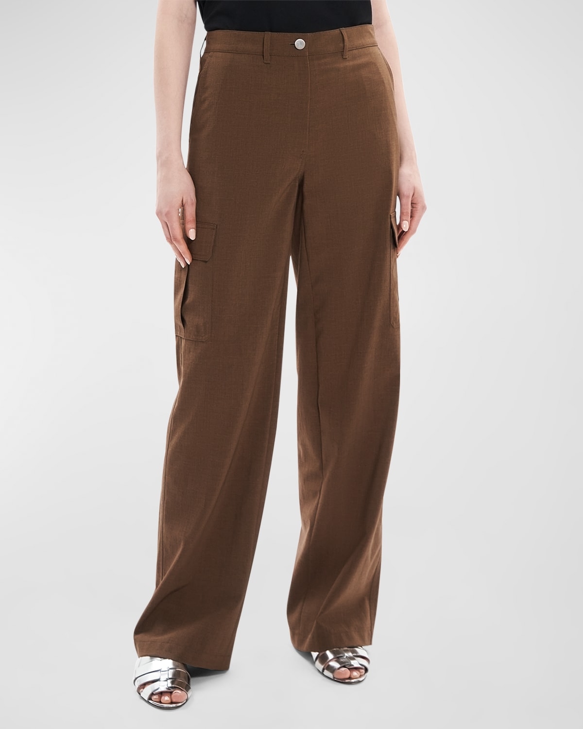 Shop Theory Straight-leg Cargo Pants In Pcn