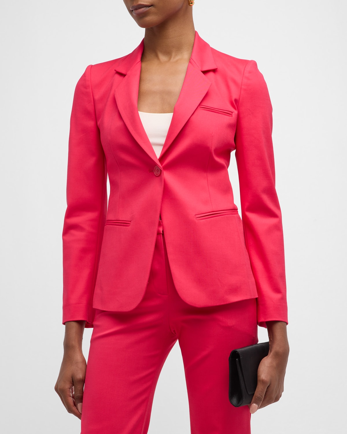 Emporio Armani Official Store Single-breasted Jacket In A Stretch Couture Cotton Blend In Coral
